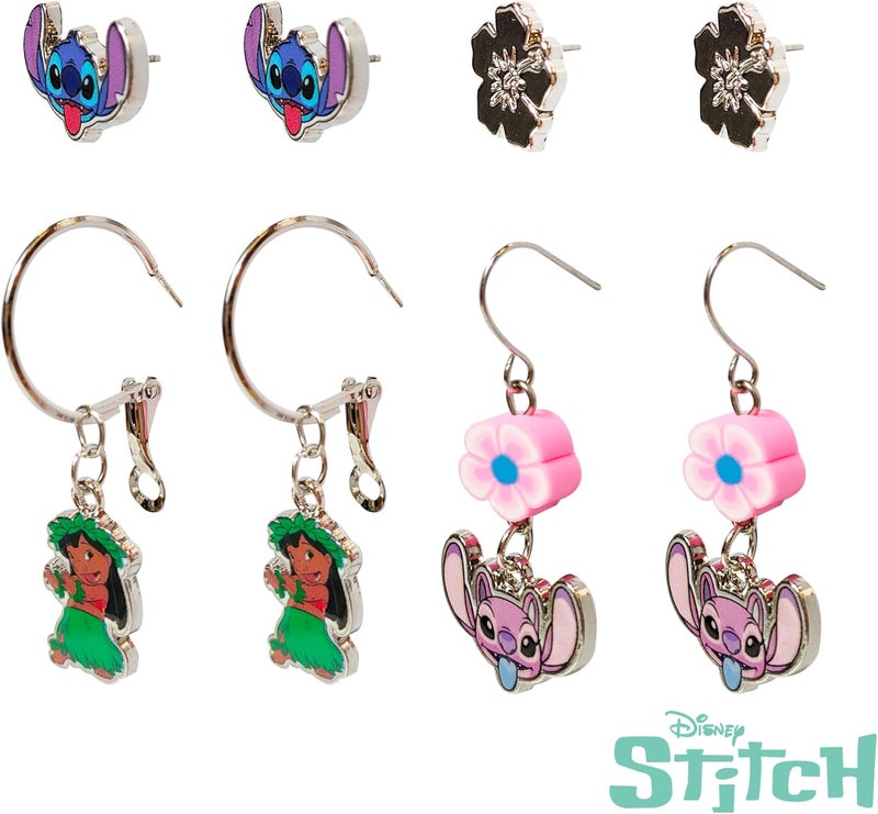 Luv Her Stitch Hypoallergenic Earrings for Girls, Stud & Fishhook Drop Sets with Charms, One Size Fits All, Stitch Jewelry, Disney Accessories, Ages 4+ - Image 2